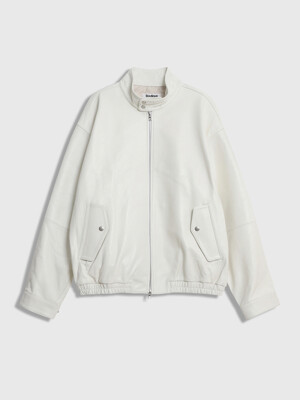 Harrington Cow Leather Jacket (White)