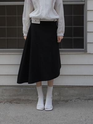 Unbalanced Layered skirt_black