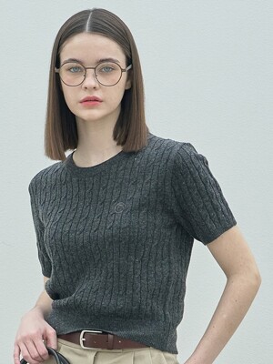 Cable Half Knit Ts_Charcoal