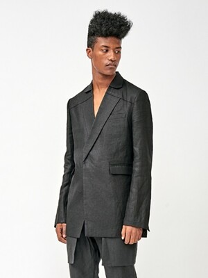 CUTTED LAPEL LINEN BLAZER JACKET