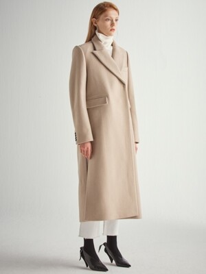 LIGHTBEIGE wool doublebleast long coat(HJ006)