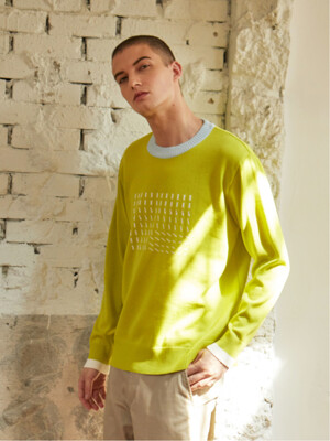 Color neck logo knit_NEON