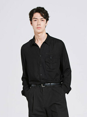 pintuck detail shirts_black