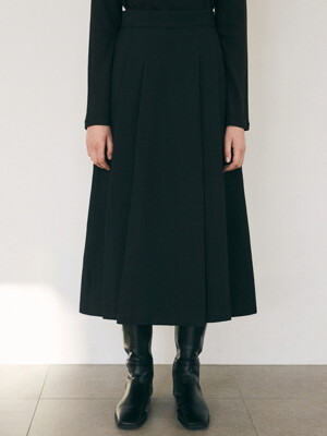 PLEATS PINTUCK LONG SKIRT_BLACK