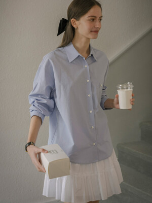 Basic placid cotton shirt_Skyblue