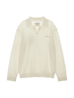 SHEER OPEN COLLAR KNIT TOP FOR MEN IN IVORY