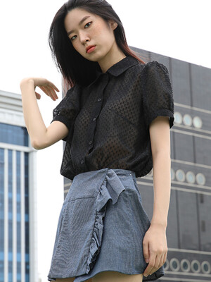 Amy Dot Chiffon Blouse_Black