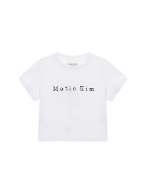 MATIN EMBROIDERY LOGO CROP TOP IN WHITE