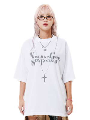 [CocaNButter] Oversized Hip Hop Dance Studio Necklace Graphics T-Shirt_WHITE