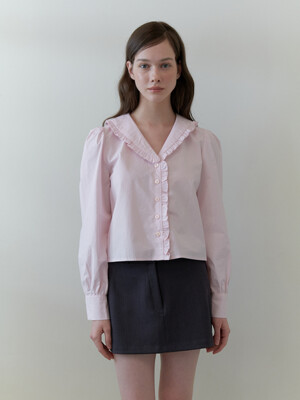 pring frill blouse - baby pink