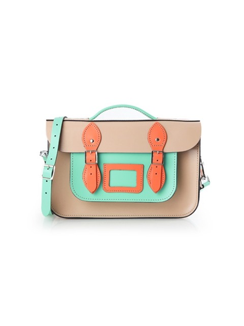 12.5inch Patent Naked Taupe Multi-Colour Satchel