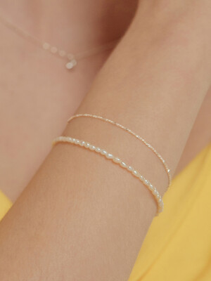 (SET) Pearl and Silver Chain Bracelet SE0163