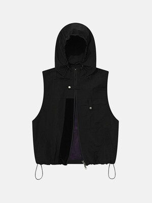 Voyage hooded zip vest / Black