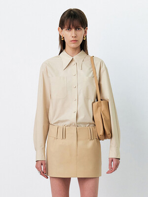 CURVED COLLAR SHIRTS - YELLOW BEIGE