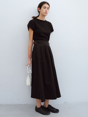 belted shirring skirt (black)