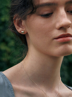[925 silver] Deux.silver.137 / full heart earring (10mm)(silver)