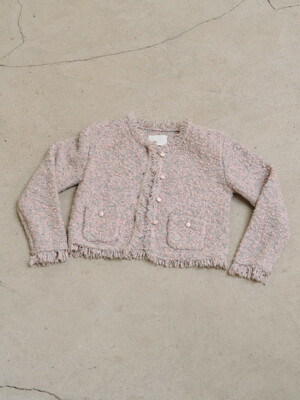 [단독] Tweed Knit Jacket_Pink Gray
