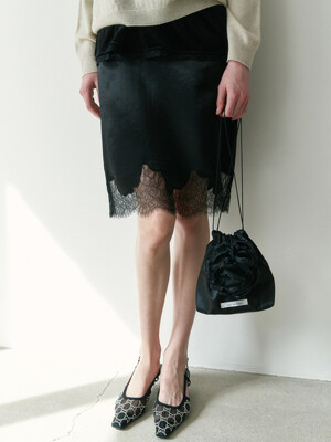 Couture Lace Satin Skirts Black_S241SK02