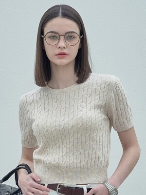 Cable Half Knit Ts_Beige