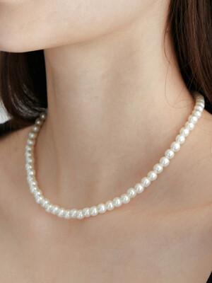 [925 SILVER] 6mm Basic Pearl Necklace