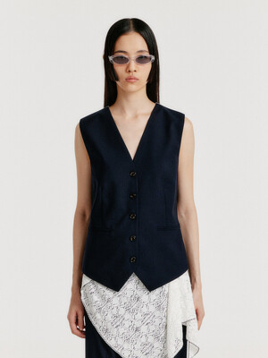 YIVA Buttoned Vest - Navy