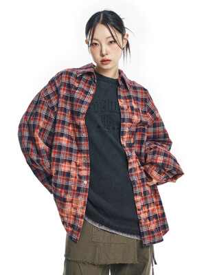 Bleach washed red check shirt