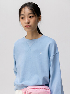 [24SS clove] Pigment Crop Sweatshirt (Blue)