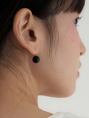 [silver925] black pearl hook earring