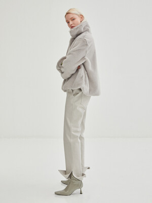 Stitched Straight BH Cotton Pants - Grey