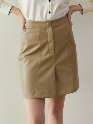 monts 1339 pleated leather mini-skirt (dark beige)