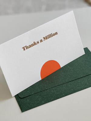 Thanks million 땡스 밀리언 레터프레스 롱 카드