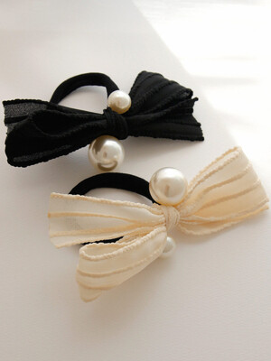 Lace Ribbon Pearl Hair Tie H01042