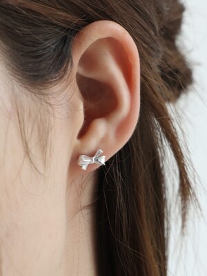 [Silver 925] Petit Ribbon Earrings SE223 - Silver