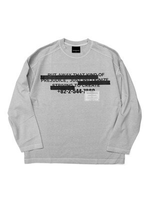BBD Hidden Slogan Pigment Long T-Shirt (Gray)