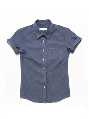 standing denim 1/2 shirts (Blue) #AS1523