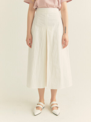 Cotton Pleats A-Line Long Skirt (Iovry)