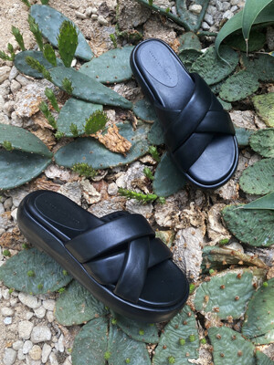 Sia Flatform Sandals Leather Black