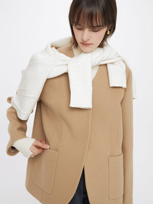 Non-collar Jacket in Beige VW3WJ031-91