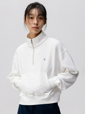 [24SS clove] Comfy Half-zip Sweatshirt (White)