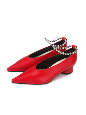Extreme sharp toe shoes (+ball chain anklets) | Red