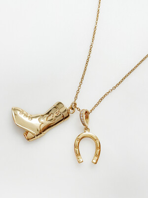 Cowgirl Boots Necklace (Gold)