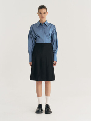 Basic Pleated Midi Skirt (Black)