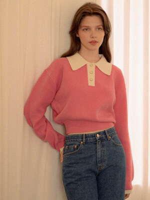 KN4201 Wool big collar knit_Taffy pink