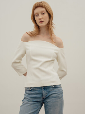 Wave Neck Blouse Top_ Ivory