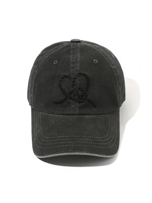 Heart Knot Embroidery Cap Charcoal