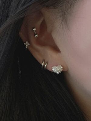 [92.5 silver]tiny heart pearl earrings