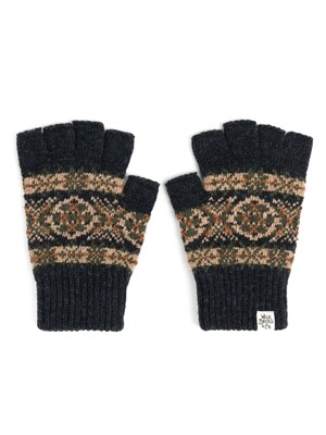 LW FAIR ISLE FINGERLESS GLOVES (navy)