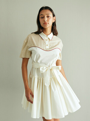 Shirring Shirt Dress_Ivory