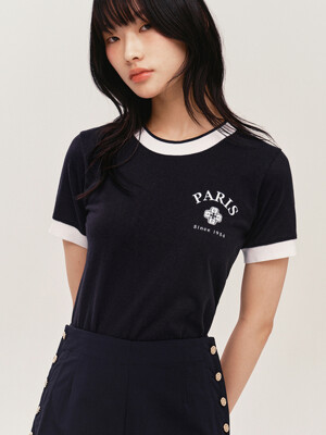 컬러 블록 마리 로고 티셔츠(MOEBTS02MNY)