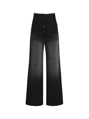 LAYERED WIDE JEANS_BLACK
